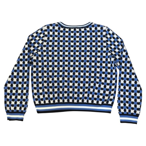 SOLID & STRIPED Mackenzie Checked Stripe Trim Pullover Blue Women’s Large $188 - Picture 4 of 6